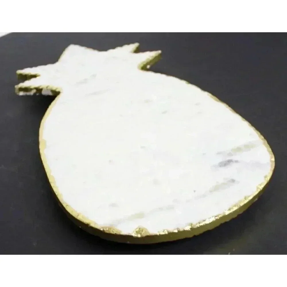 New White Marble W/ Gold Entertaining Hors D’oeuvres Serving Cheese Board Tray